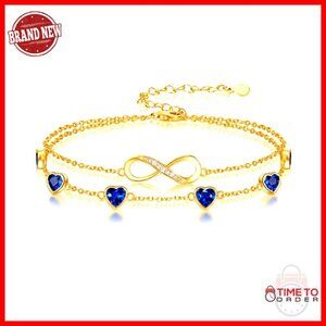 Sterling Silver Adjustable Infinity Birthstone Charm Bracelet Anklet